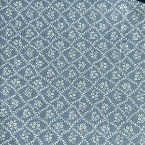Fabric 3 yards 44” wide.  Light blue white print.